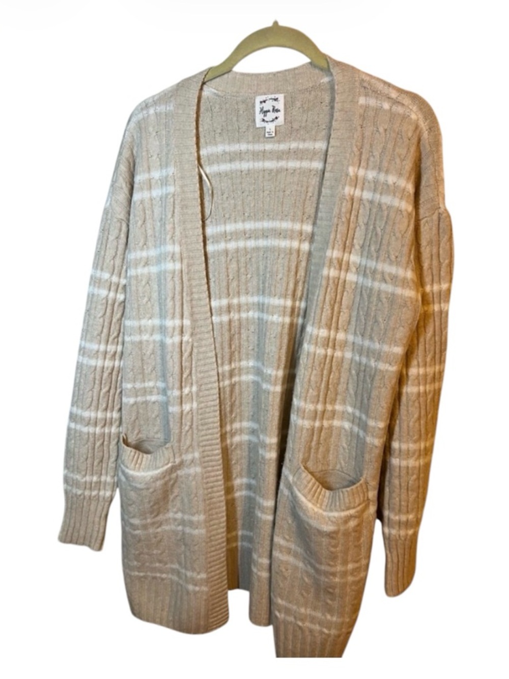 Hippie Rose Beige Striped Cardigan NWOT